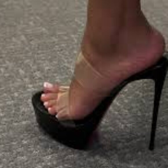 CHRISTIAN LOUBOUTIN JUST NOTHING ALTA 150MM MULES TPU PATENT LEATHER SIZE 38.5 - Picture 4 of 7